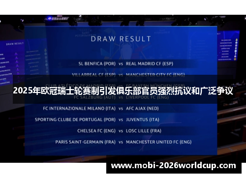 2025年欧冠瑞士轮赛制引发俱乐部官员强烈抗议和广泛争议 2025年欧冠瑞士轮赛制引发俱乐部官员强烈抗议和广泛争议